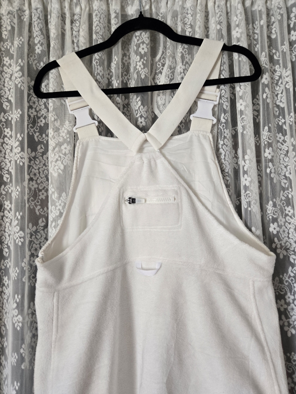 Vintage Style White Fleece Ski Overalls / Bibs - Picture 6 of 8